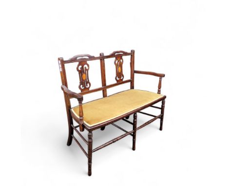 An Edwardian satinwood inlaid and mahogany two seater sofa c.1910