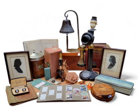 Boxes &amp; Objects - an early 20th century candlestick telephone converted into an electric lamp base; an early 20th century