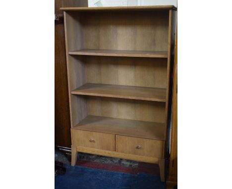 A Modern Three Shelf Open Bookcase with Two Base Drawers, 88cm Wide 