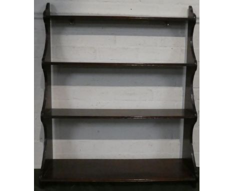 An Edwardian Mahogany Four Shelf Waterfall Wall Hanging Bookcase, 76cm Wide 