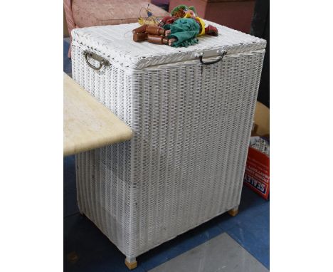 A Lloyd Loom Linen Box Containing Various Vintage Dolls and Pelham Puppet 