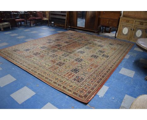 A Large Vintage Patterned Woollen Carpet Square, 370cm x 320cm 