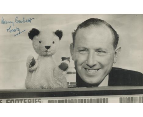 Harry Corbett, a signed 5.5x3.5 photo. English magician, puppeteer and television presenter. He was best known as the creator