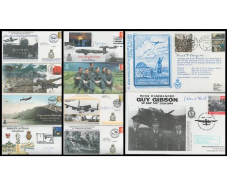 WW2 RAF Collection of 10 Signed First Day Covers Inc 617 Sqn and Tirpitz raiders. Signatures include Sydney Grimes, Des Phill
