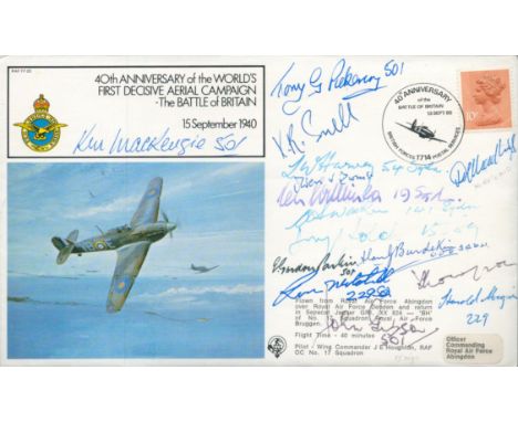 WW2. 15 Signed 40th Anniversary of the world's first decisive ariel campaign- the battle of Britain FDC. Signed by Ken Macken