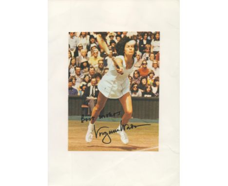 Virginia Wade Signed 8x12 Tennis Photo. Good condition. All autographs are genuine hand signed and come with a Certificate of