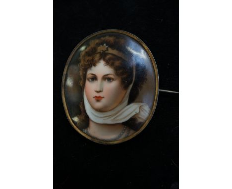 Hand painted ceramic brooch