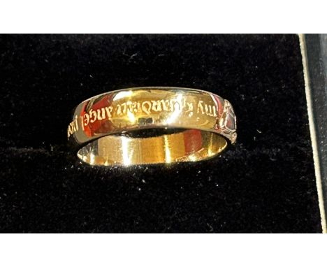 9ct gold ring with inscription Size K