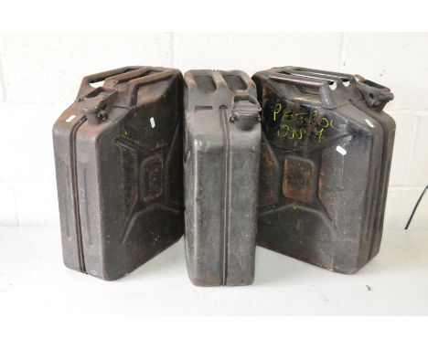 THREE VINTAGE METAL 'JERRY' CANS 20L capacity (3)