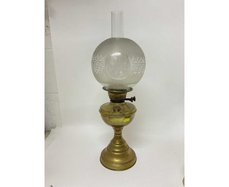 Edwardian brass oil lamp with shade