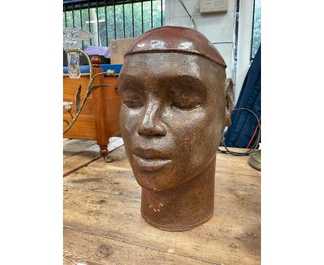 Max Butcher ceramic bust, entitled 'Red Head', circa 2003, with original invoice, 35cm high