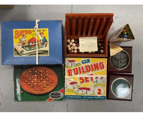 Group of various marbles and vintage games