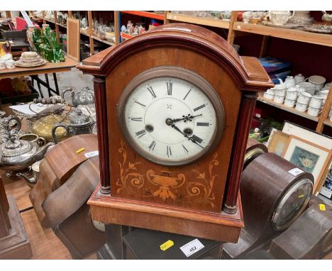 Early 20th century German mantel clock in inlaid case.