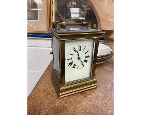 Large French brass carriage clock, 16cm high