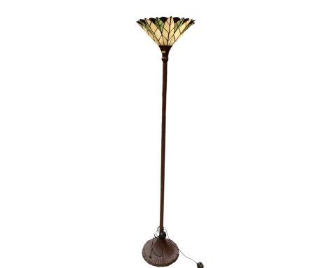 Modern standard lamp with Tiffany style shade