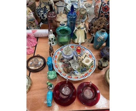 Alum bay glass vase, Royal Worcester blush pot pouri vase, Royal Doulton figure and other ceramics.