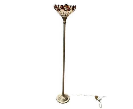 Modern standard lamp with Tiffany style shade