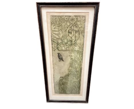 Caterini Stern (1925-2015) etching - Bird in the Garden