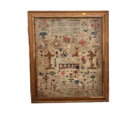 Mid 19th century needlework sampler dated 1856