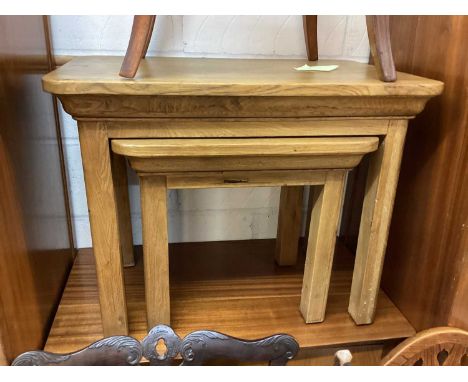 Contemporary light oak nest of two occasional tables