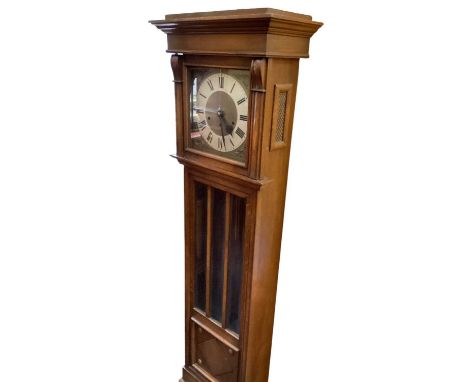 Early 20th century oak longcase clock with glazed door