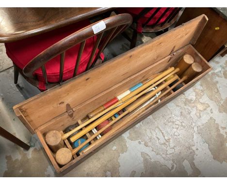 Croquet set boxedGood condition, no woodworm. Six hoops present