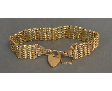 A 9ct. Gold Gate Link Bracelet With Padlock Clasp, 19.2 gm 