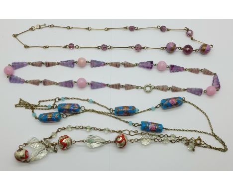 Four vintage necklaces 