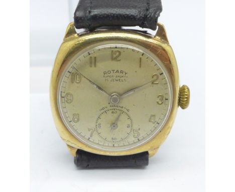 A 9ct gold Rotary Super-Sport wristwatch, Birmingham 1939, 27mm case 
