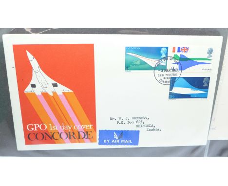 Stamps; album of flight covers including first flights and signed, much Concorde interest (61) 