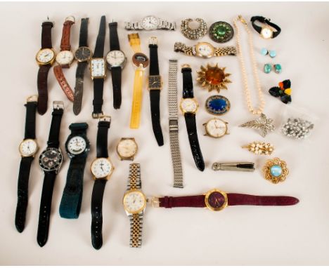 Mixed Lot Of Costume Jewellery And Wristwatches Comprising Sekonda, Rojas, Timex, Rotary, Uno 