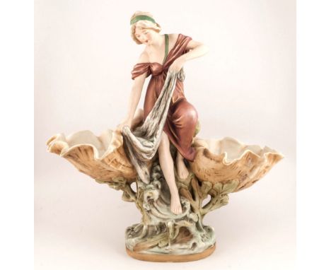 Royal Dux Very Fine Porcelain Art Nouveau Figural Table Centrepiece Model Number 1091. Circa 1900-1910. Excellent quality And