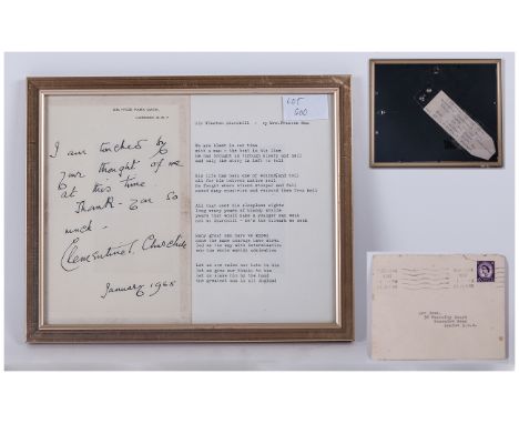 Signed Letter by Clementine Churchill, January 1965 - 28 Hyde Park Gate, Which Says - I Am Touched by Your Thoughts of Me at 