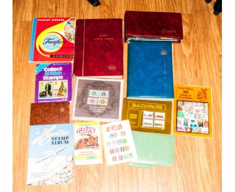 Rucksack Of Schoolboy Type Stamp Albums, some covers, presentation packs and loose.