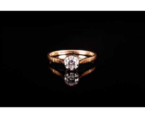 18ct Gold Single Stone Diamond Ring, Illusion Set Round Cut Diamond, Estimated .15pts, Fully Hallmarked, Ring Size L