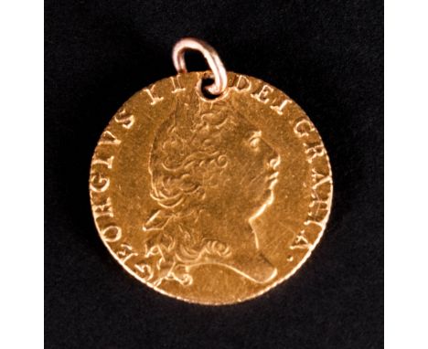 George III Gold Spade Guinea Dated 1798 with Attached 9ct Gold Bolt Ring. 8.6 grams. 