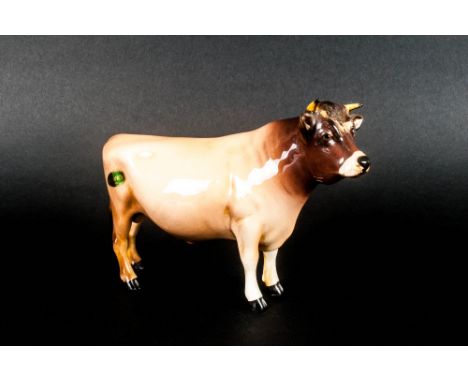 Beswick Animal Figure ' Jersey Bull CH ' Dunsley Coy Boy - Gloss. Model Num.1422. Designer A. Gredington. Issued 1956 -  Heig