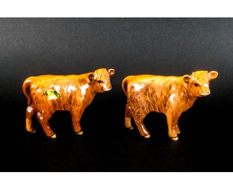 Beswick Animal Figures ( 2 ) In Total. Highland Calf, Model Num.1827D. Designer A. Gredington. Issued 1962-1990, Height 3 Inc