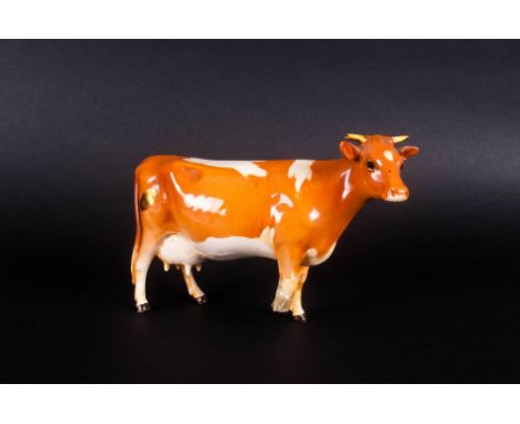 Beswick Animal Figure ' Guernsey Cow ' Model Num.1248B. Designer A. Gredington. Issued 1953. Height 4.25 Inches. Restoration 