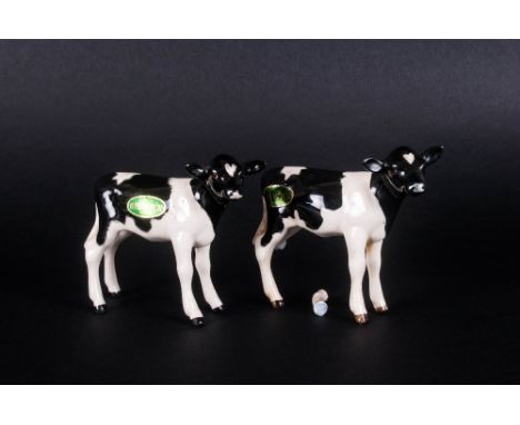 Beswick Animal Figures ( 2 ) In Total. ' Frisian Calf ' Black and White Gloss. Model Num.1249C. Designer A. Gredington. Model