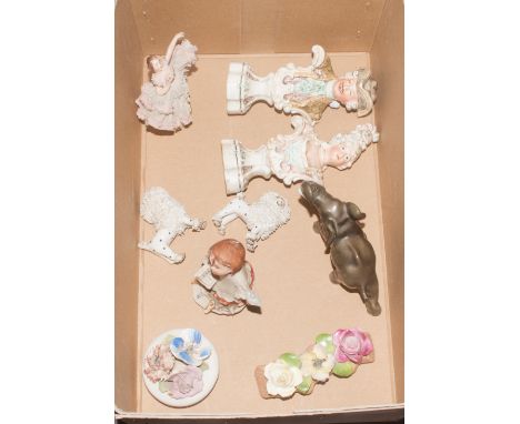 Collection Of Ceramics Including Poodle figures, posies, ceramic lace figure etc.