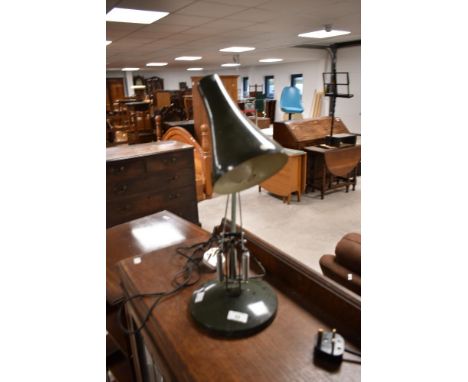 A vintage Herbert Terry style anglepoise lamp in military green