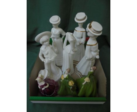 8 porcelain figurines by both Spode and Coalport