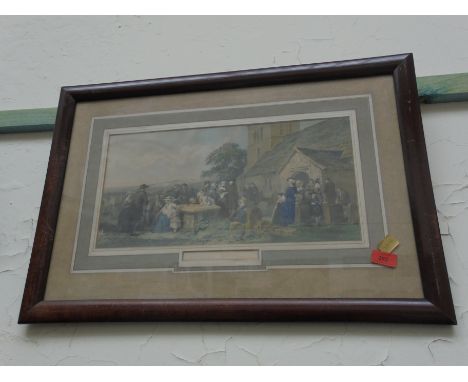 Similar nicely mounted Victorian print, church scene entitled 'Sunday Morning'