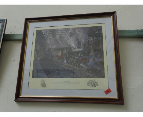 Framed print entitled 'Mid-morning departure' signed by artist John Austin