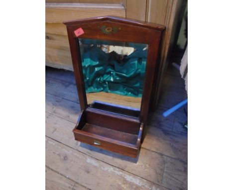 Edwardian wooden bevel glassed toilet mirror with shelf