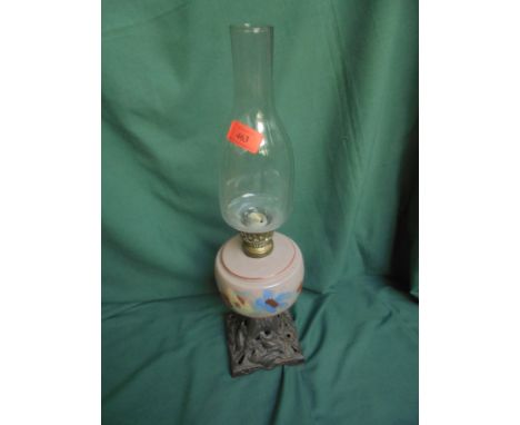 Pink decorative and metal oil lamp with funnel