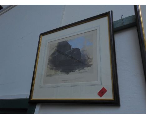 Framed, signed print by David Shepherd, 605 of 900, entitled 'Guildford Steam Shed no.3'