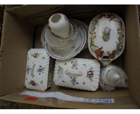 3 covered dishes by Spode and additional open Spode bowls and small vase with bell