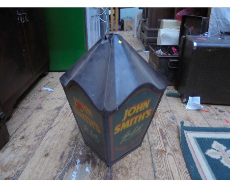 Super old John Smith's Tadcaster Brewery light fitting advertising John Smiths to 4 sides